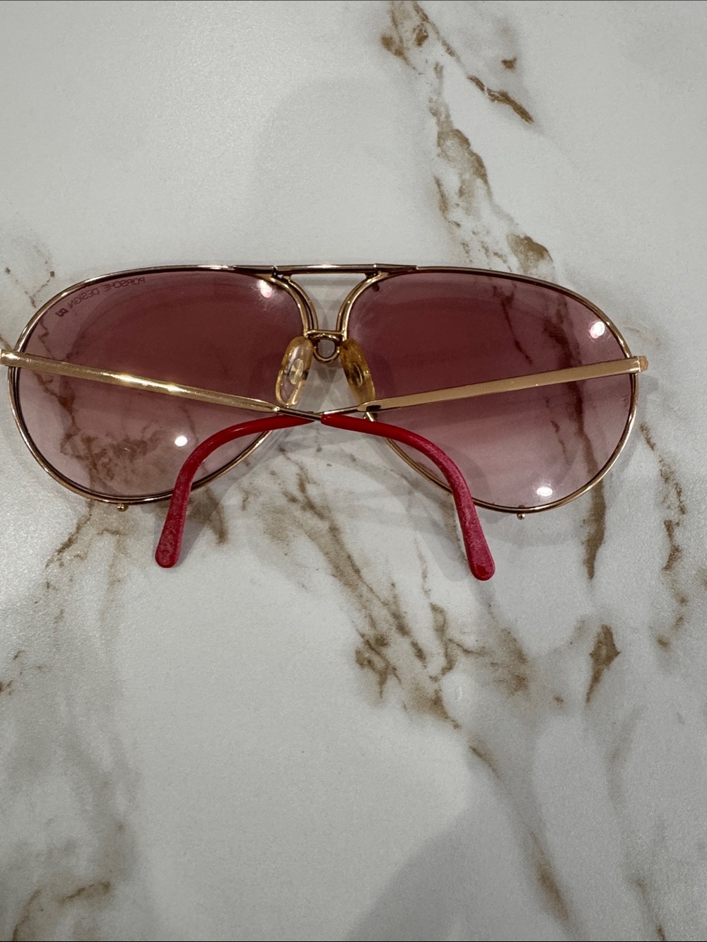 Porsche Design Red and Gold Aviator Sunglasses - Picture 8 of 13